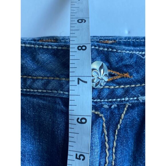 Rock Revival Angela Blue Denim Distressed Capri Jeans Women's Size 28 - Picture 9 of 10